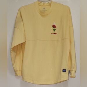 *XLNT RARE HTF* Beauty and The Beast Enchanted Rose Yellow Glitter Spirit Jersey